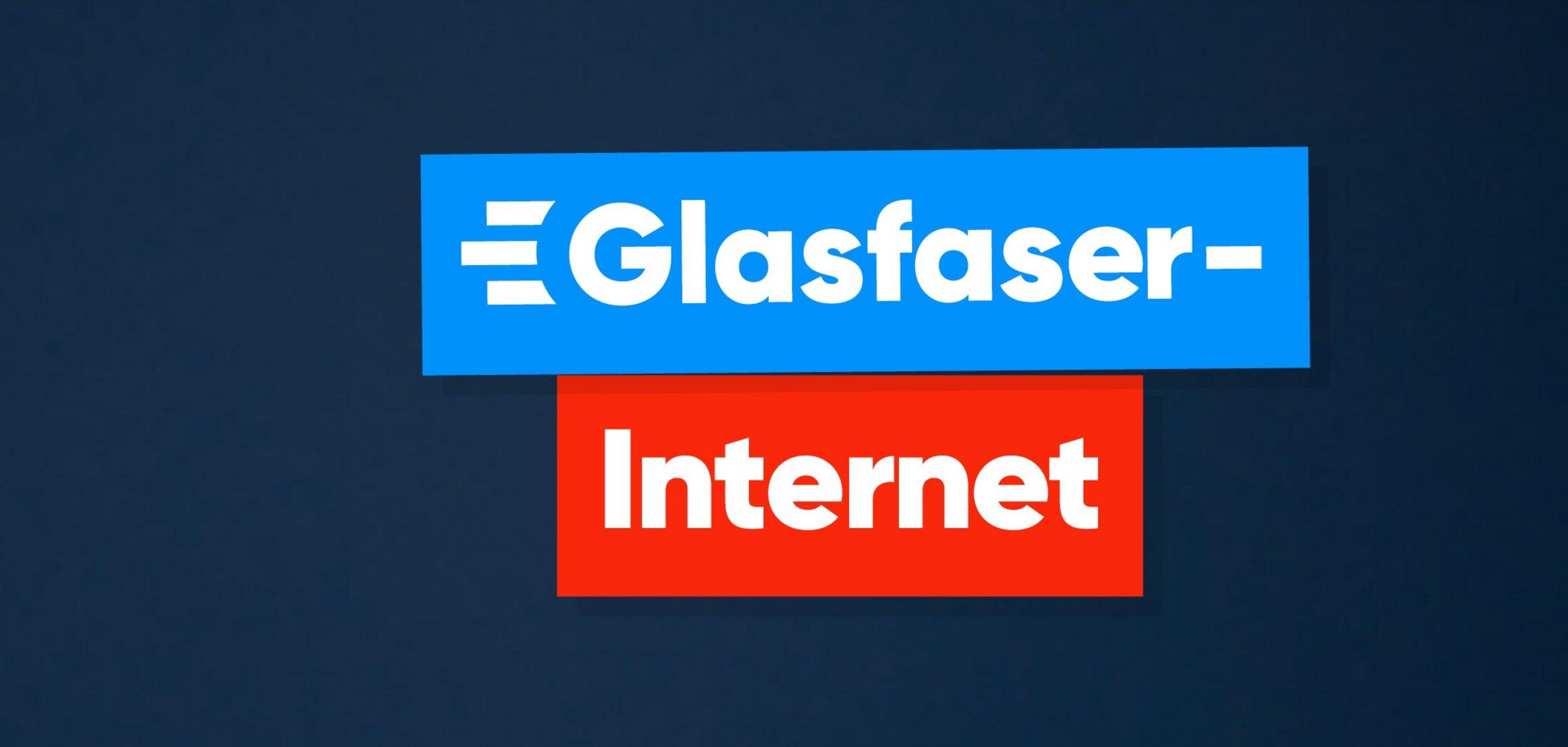 Dunkelblauer Hintergrund mit blauem und roten Balken Glasfaser-Internet